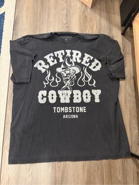 PacSun Black Graphic 'Retired Cowboy' Tee